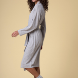 Pure Cashmere Long Robe in Dove Grey