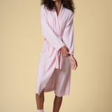 Pure Cashmere Long Robe in Pink Peony