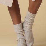 Merino Cashmere Sleep Socks in Champagne