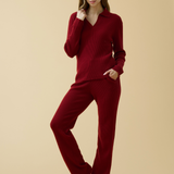Merino Cashmere Lounge Pants in Crimson
