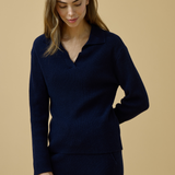 Merino Cashmere Lounge Sweater in Midnight Blue