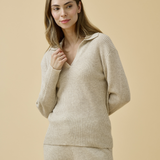 Merino Cashmere Lounge Sweater in Champagne
