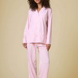 Luxe Stretch Cotton Pajama Set in Pink Peony