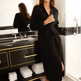 Pure Cashmere Long Robe in Onyx