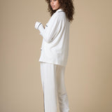 Luxe Stretch Cotton Pajama Set in Pearl