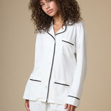 Luxe Stretch Cotton Pajama Set in Pearl