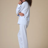 Luxe Stretch Cotton Pajama Set in Mist Blue