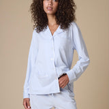 Luxe Stretch Cotton Pajama Set in Mist Blue