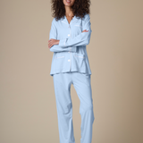 Luxe Stretch Cotton Pajama Set in Dayflower Blue