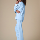 Luxe Stretch Cotton Pajama Set in Dayflower Blue
