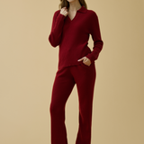 Merino Cashmere Lounge Pants in Crimson