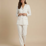 Luxe Stretch Cotton Pajama Set in Champagne Stripe