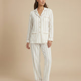 Luxe Stretch Cotton Pajama Set in Champagne Stripe