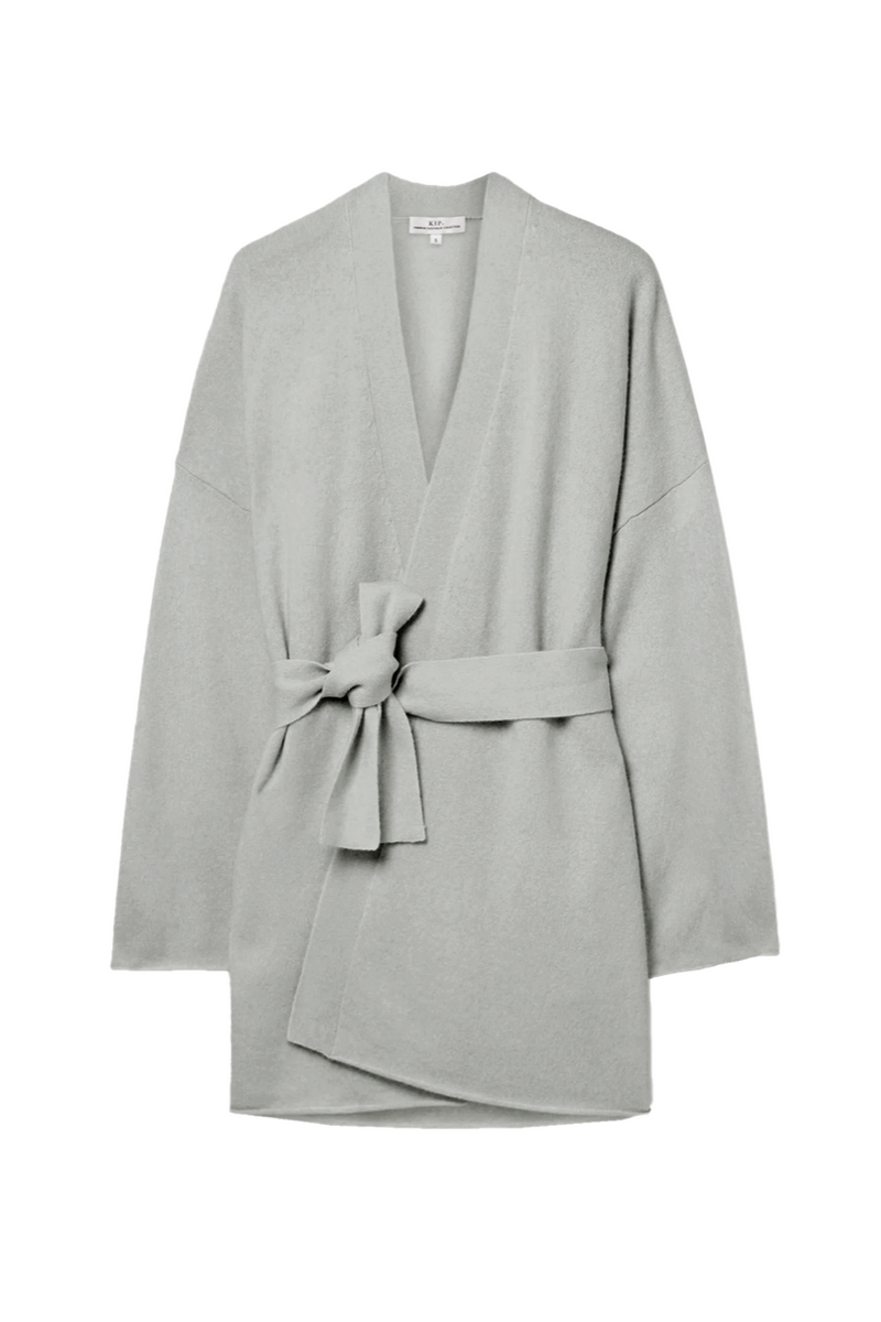 Pure Cashmere Short Robe in Dove Grey
