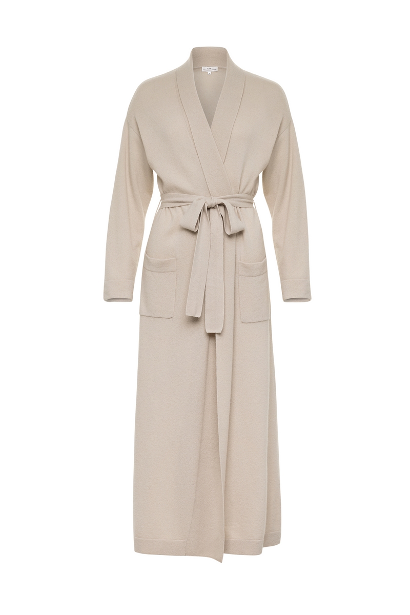 Pure Cashmere Long Robe in Champagne